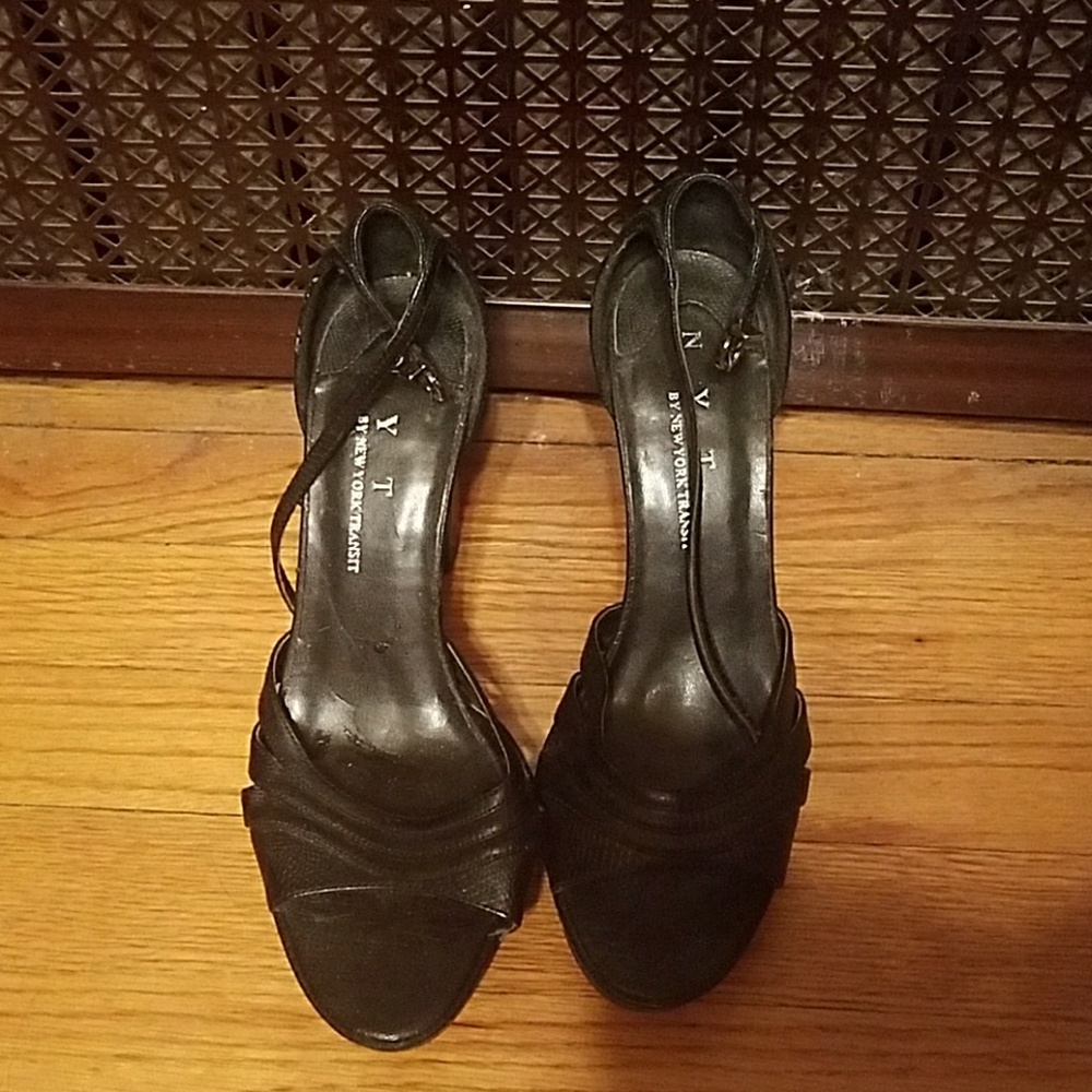Black open toe heels